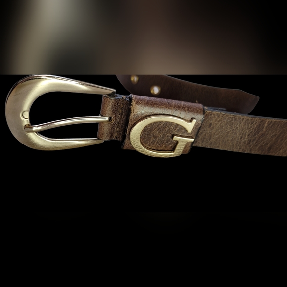 SALE M Genuine Leather Guess Belt Gold Hardware Sz M - Picture 7 of 16